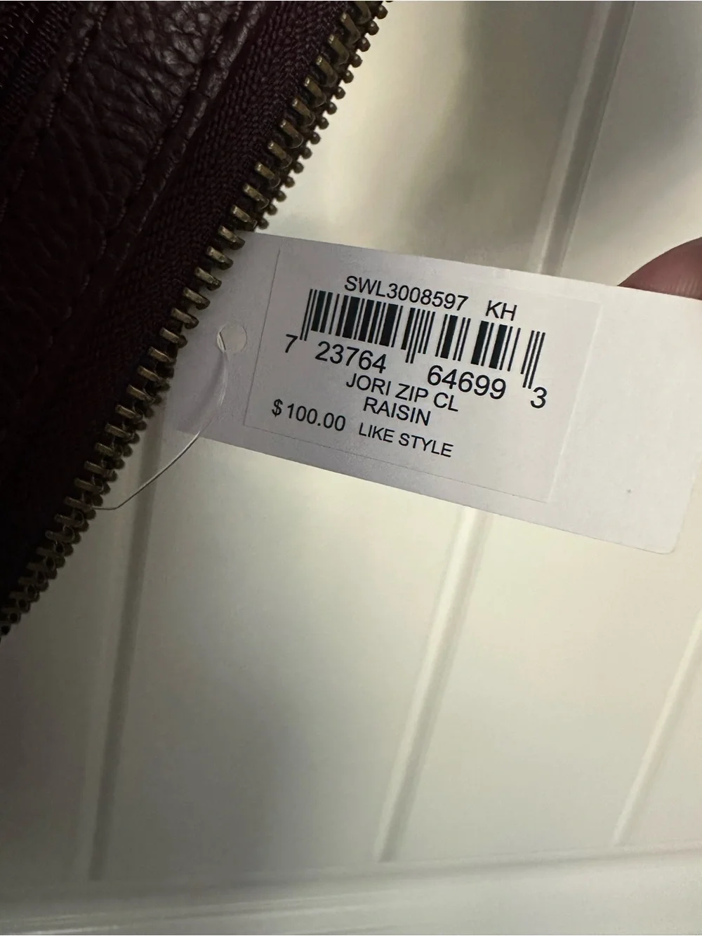 Fossil Burgundy Zip-Around RFID Leather Wristlet